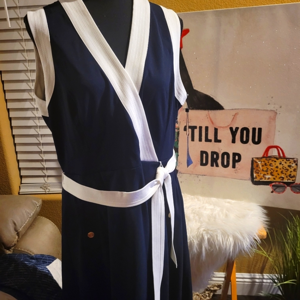 Tommy Hilfiger navy blue and white dress